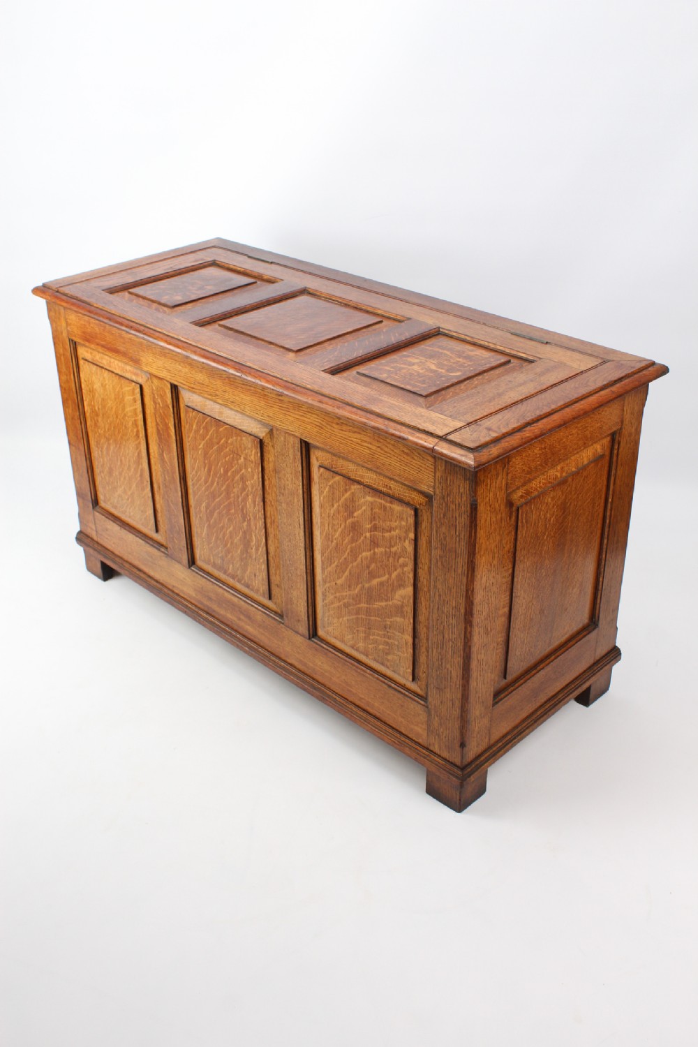 Edwardian Solid Oak Panelled Coffer