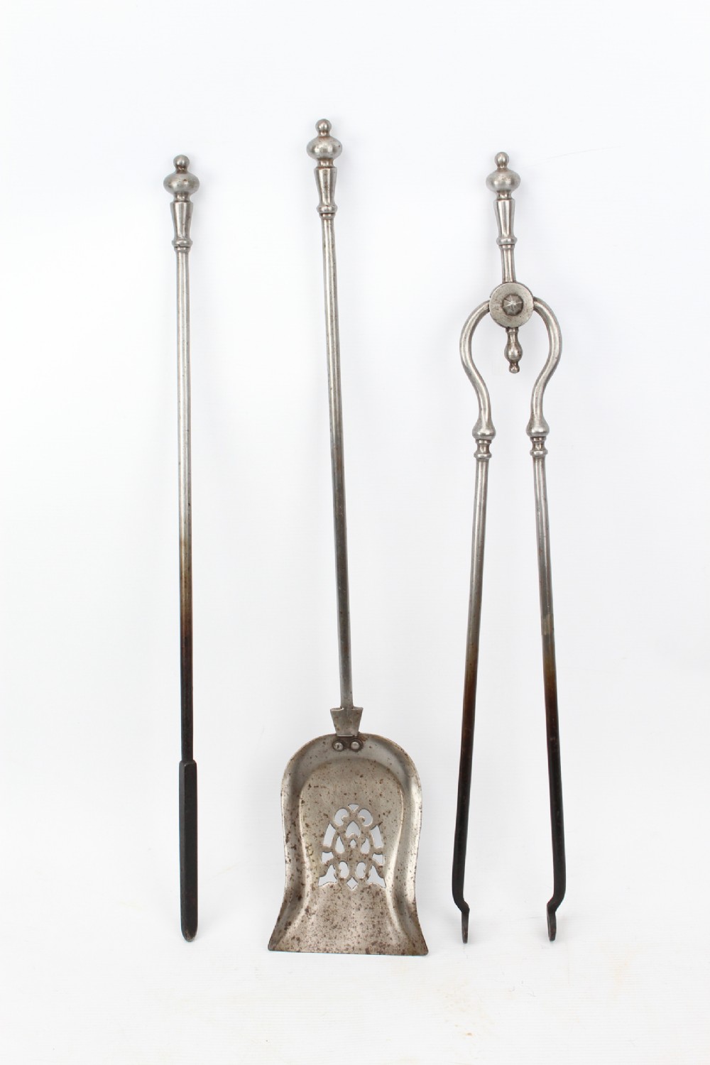 Set Antique Georgian Steel Fire Tools