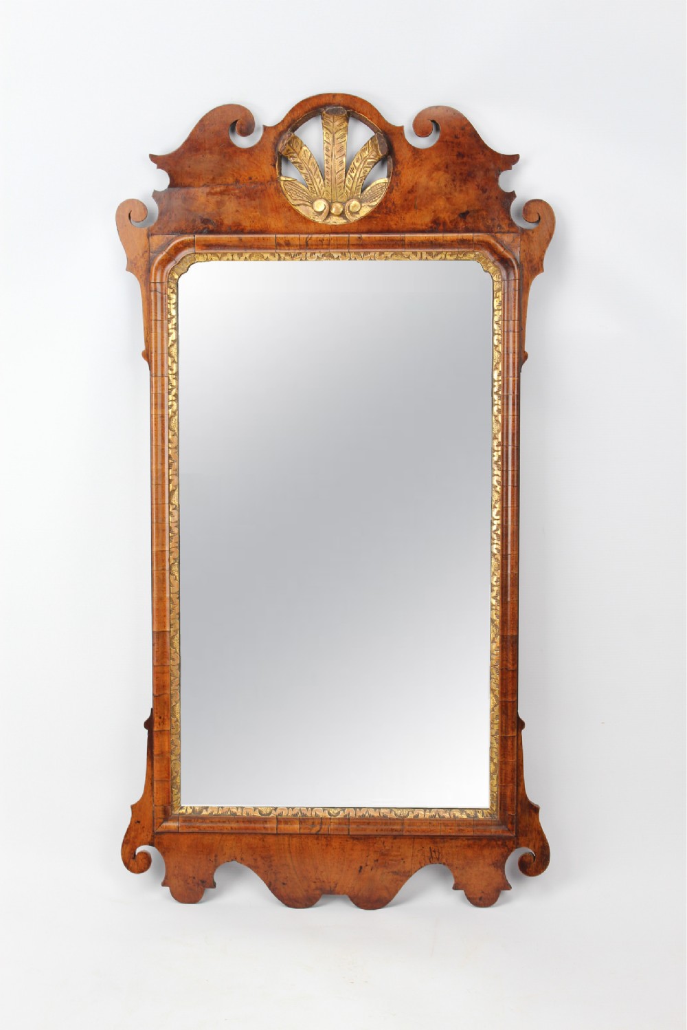 Large George II Walnut Fretwork Mirror