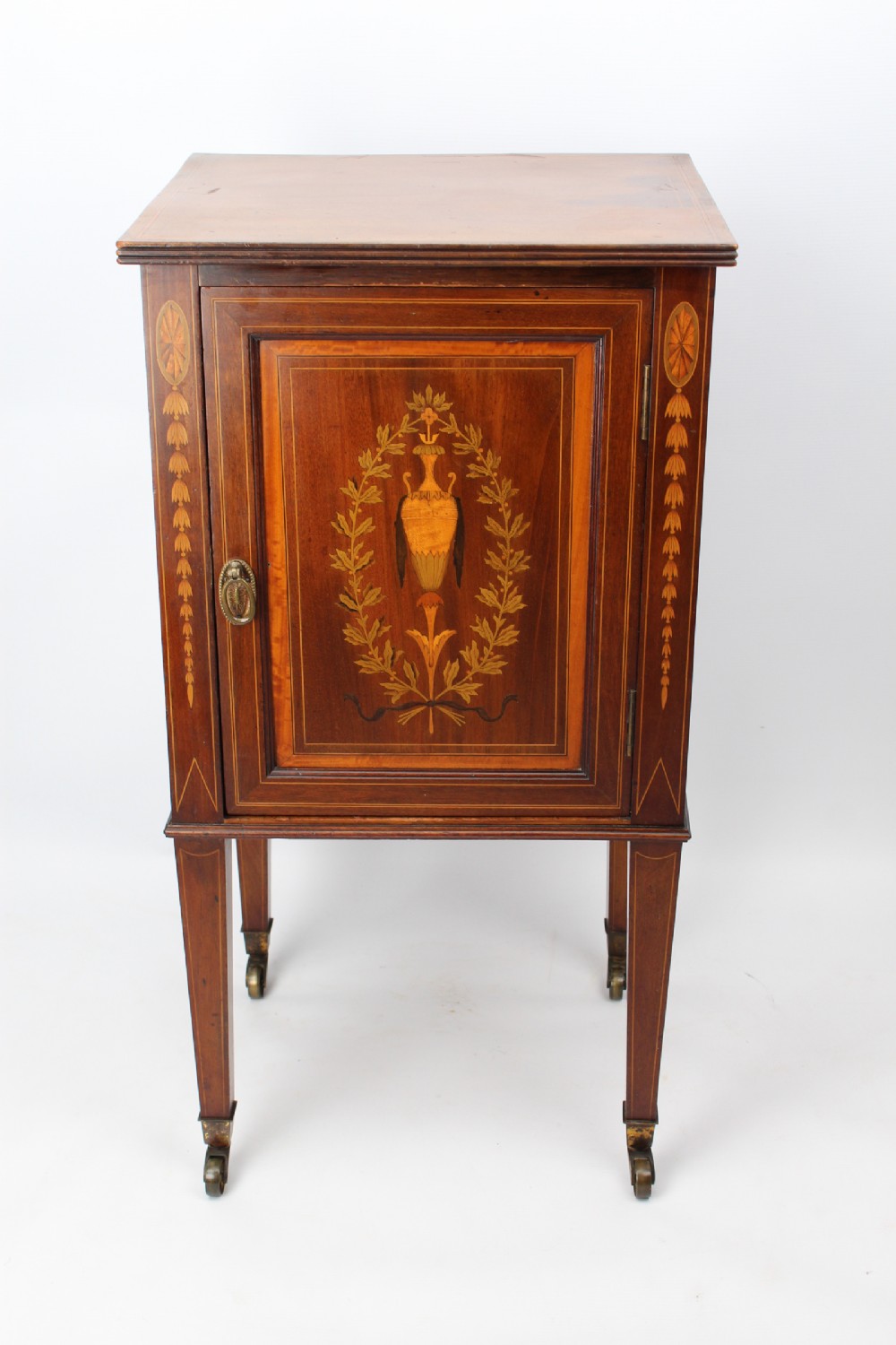 Victorian Inlaid Mahogany Bedside Cabinet Shoolbred & Co