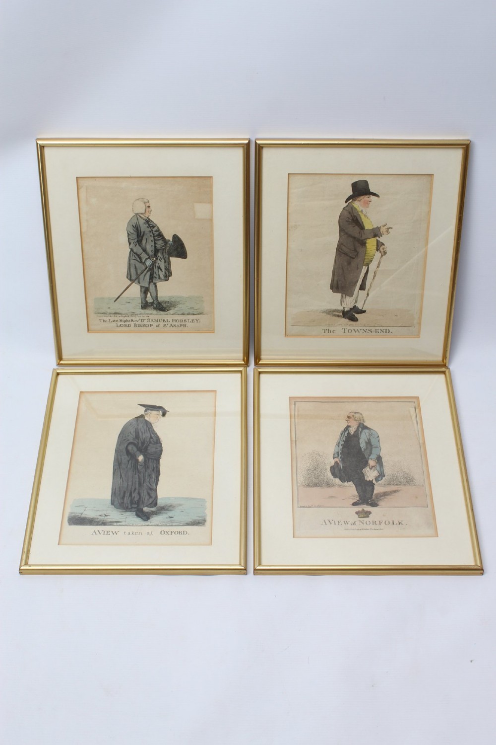 Set 4 Antique Georgian Etchings by Robert Dighton Prints