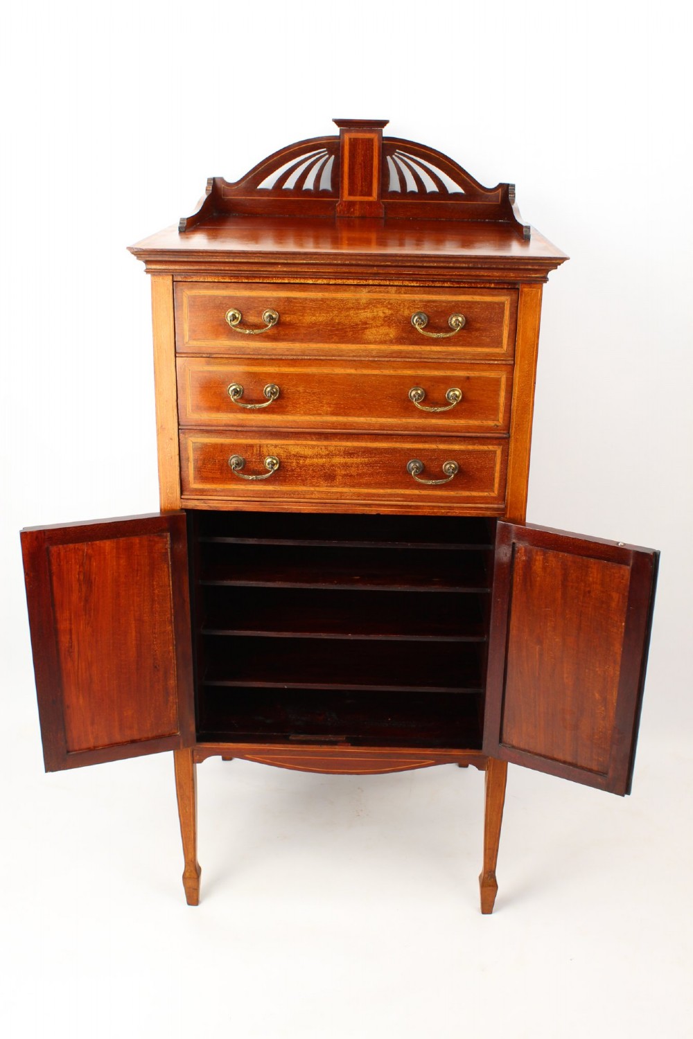 Edwardian Mahogany & Inlaid Music Cabinet with Label View II