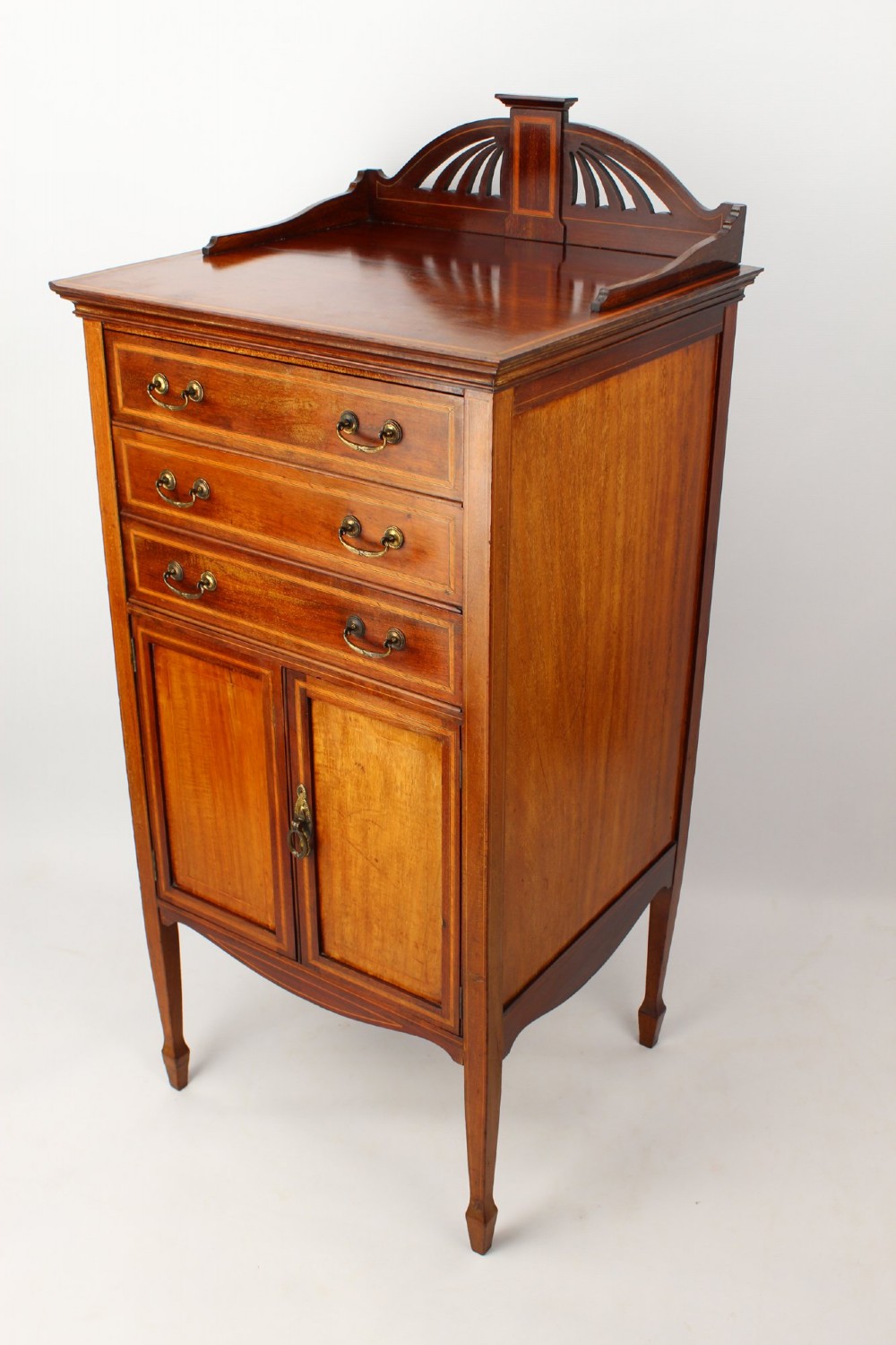 Edwardian Mahogany & Inlaid Music Cabinet with Label View III