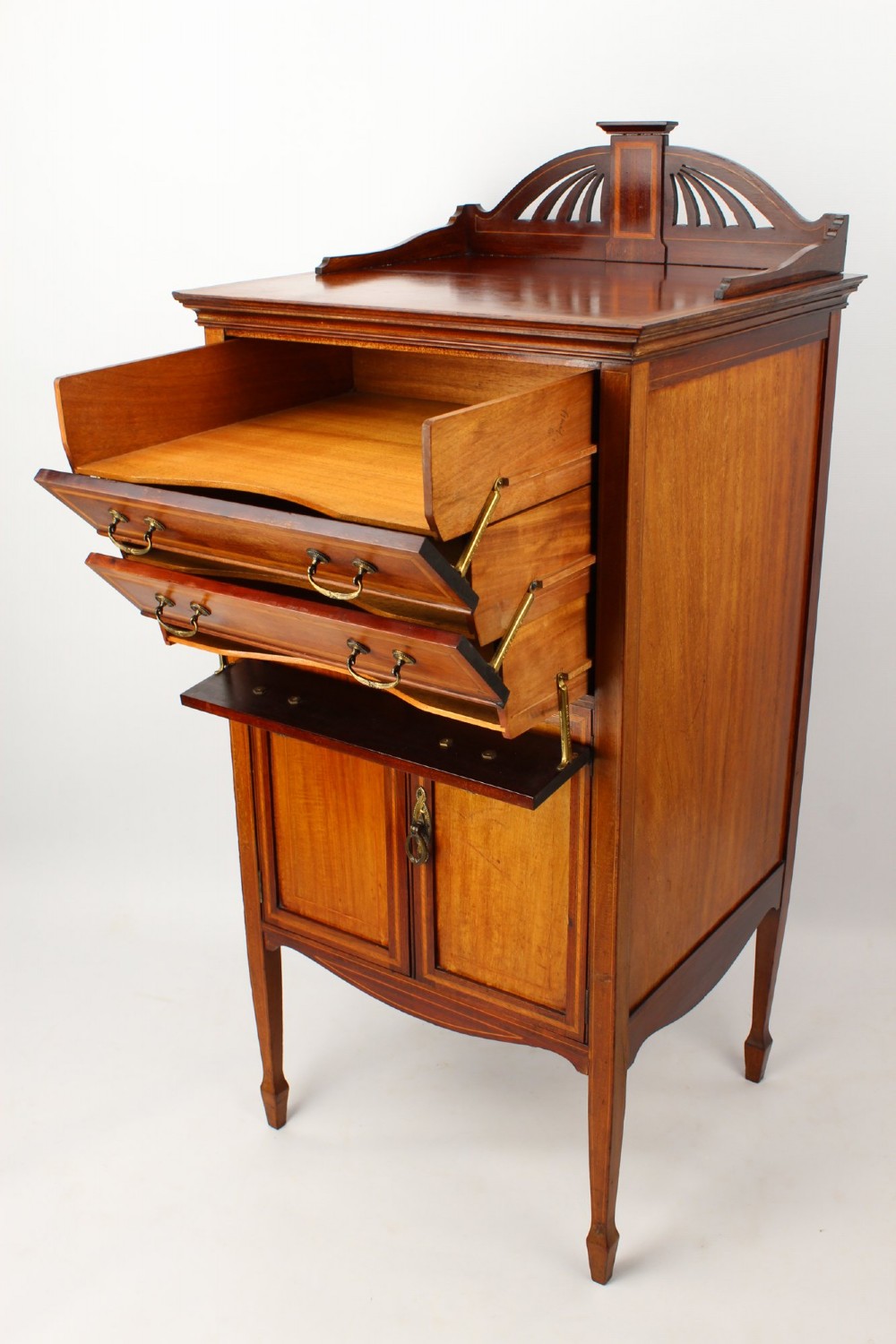 Edwardian Mahogany & Inlaid Music Cabinet with Label View IV