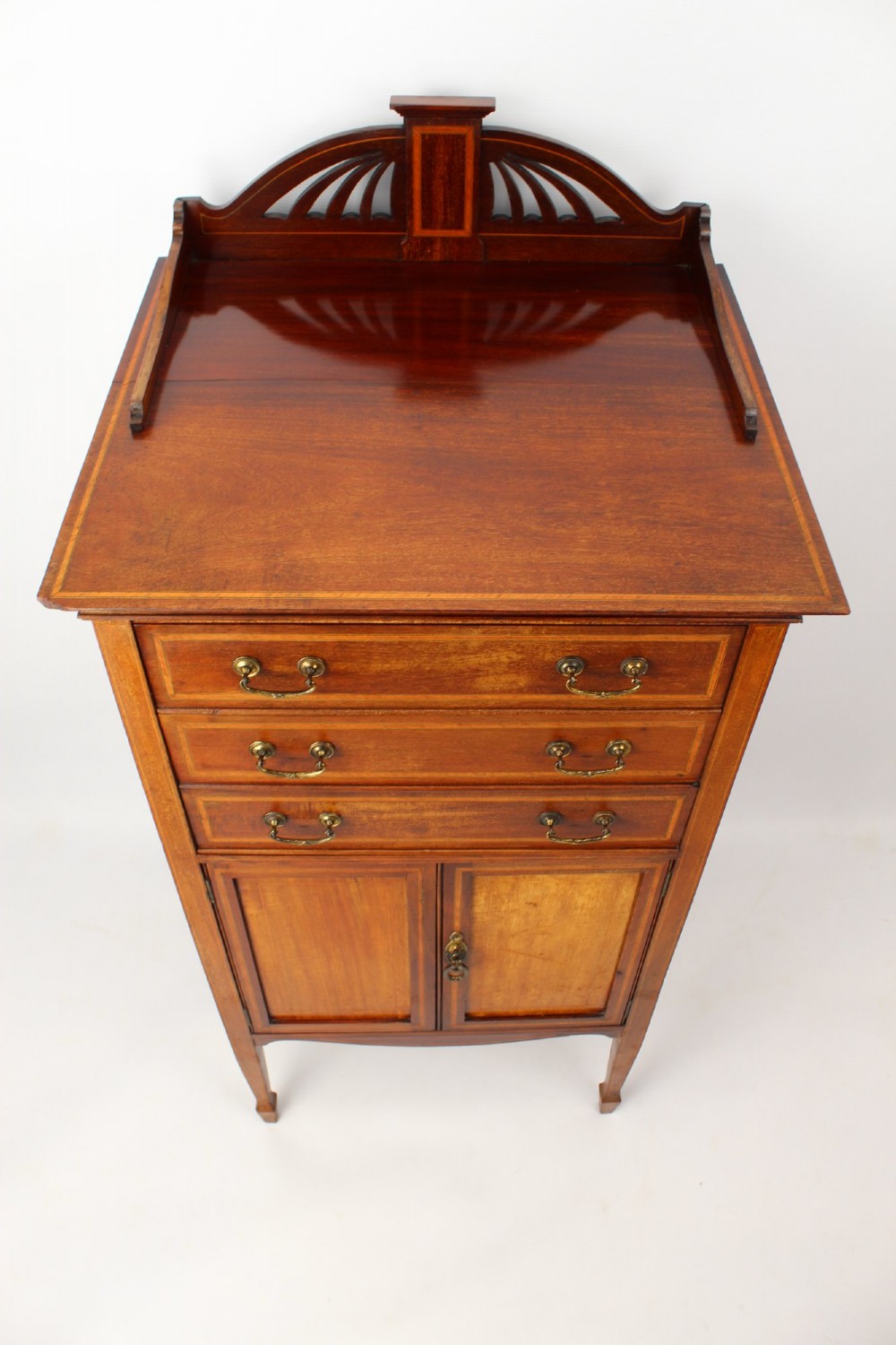 Edwardian Mahogany & Inlaid Music Cabinet with Label View VI