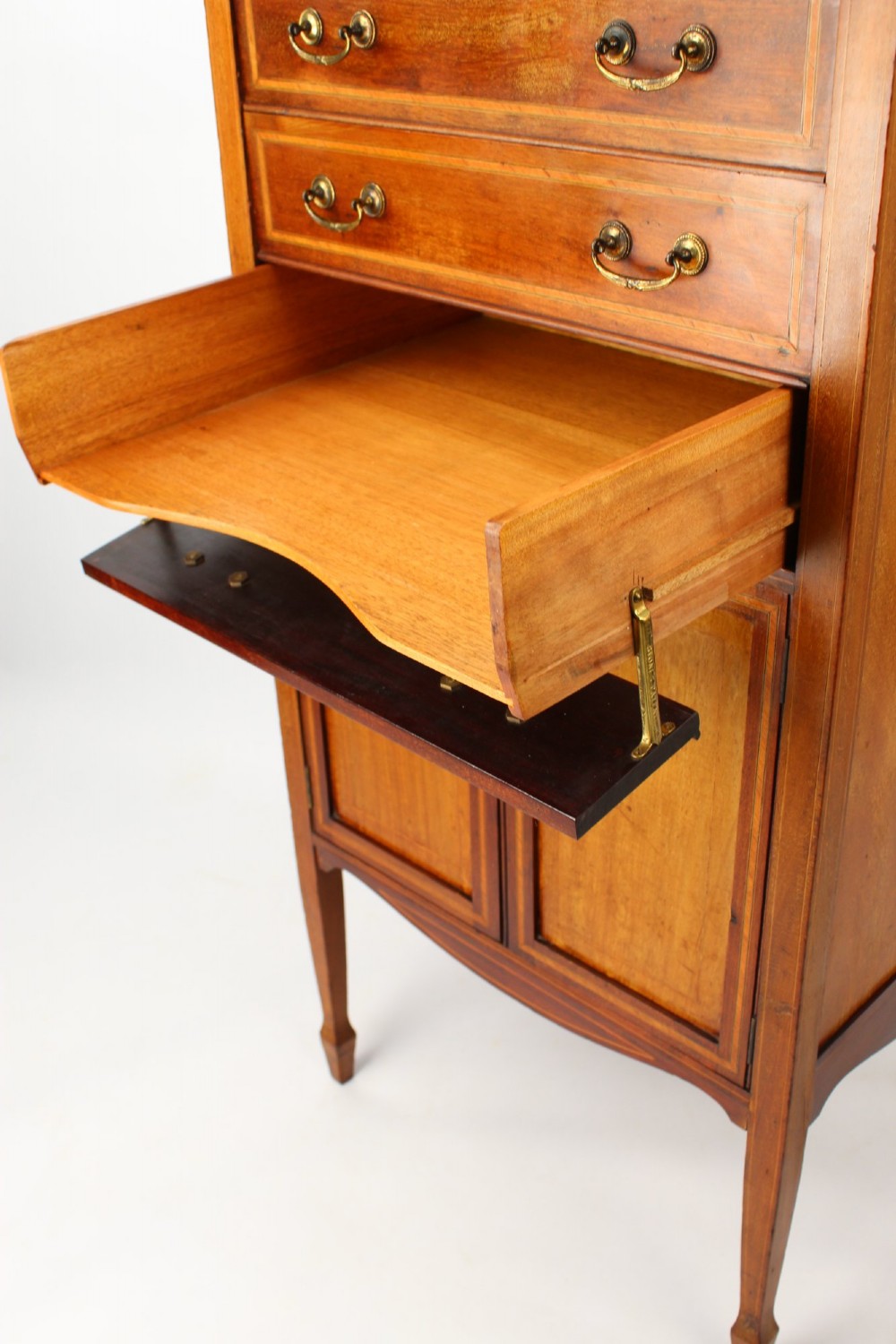 Edwardian Mahogany & Inlaid Music Cabinet with Label View XI