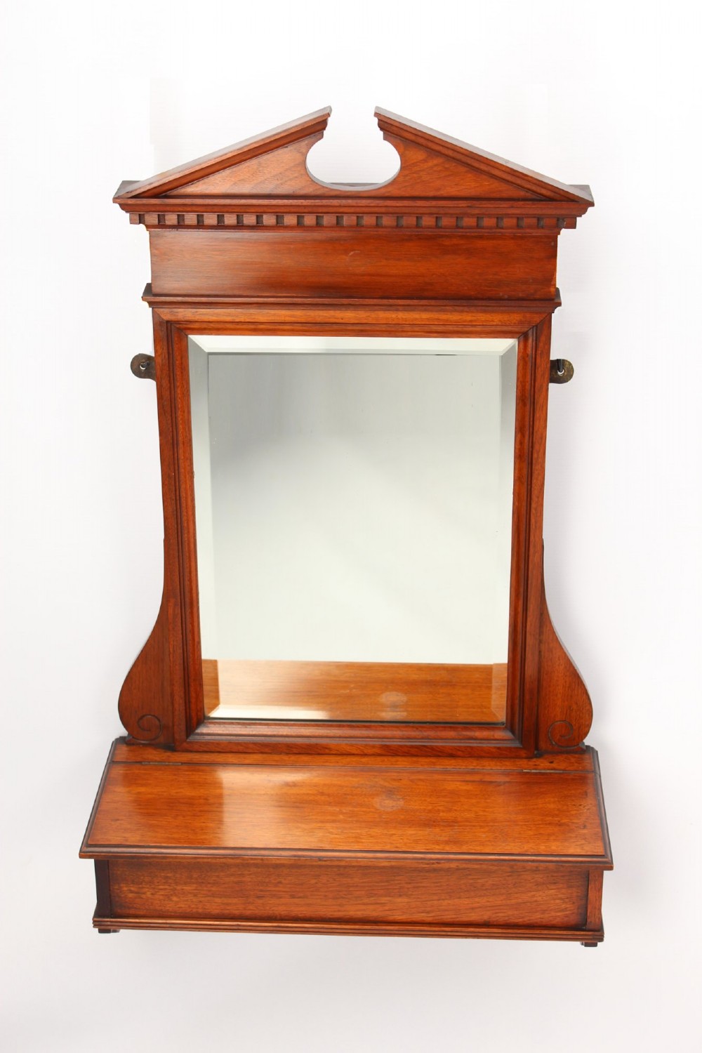 Edwardian Walnut Valet Mirror with Glove Box