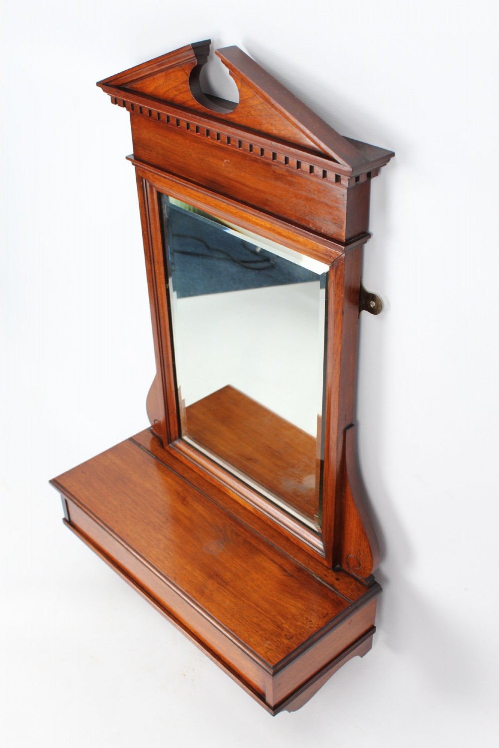 Edwardian Walnut Valet Mirror with Glove Box View III