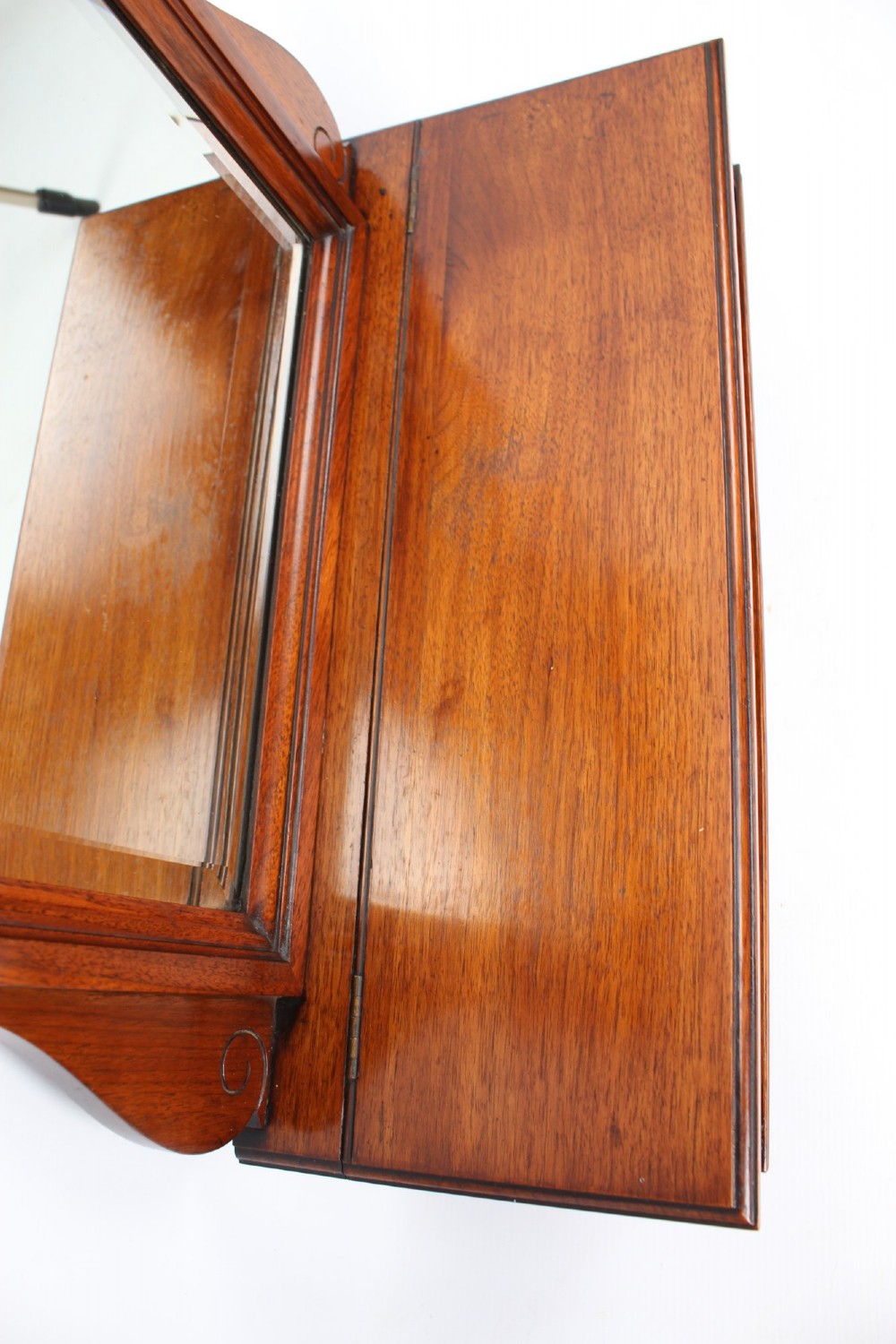 Edwardian Walnut Valet Mirror with Glove Box View V