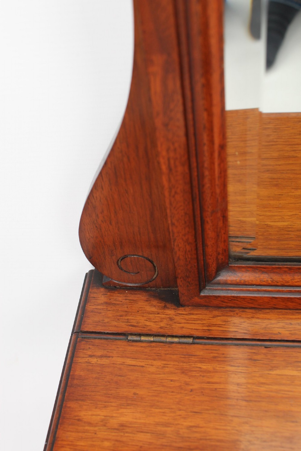Edwardian Walnut Valet Mirror with Glove Box View VI