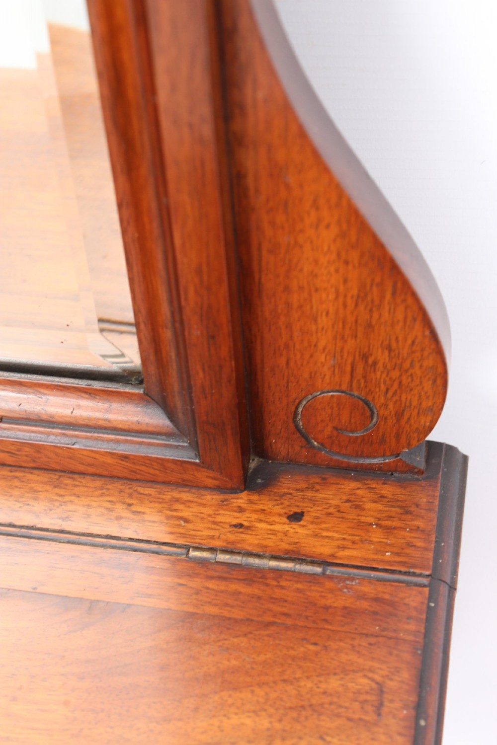 Edwardian Walnut Valet Mirror with Glove Box View VIII