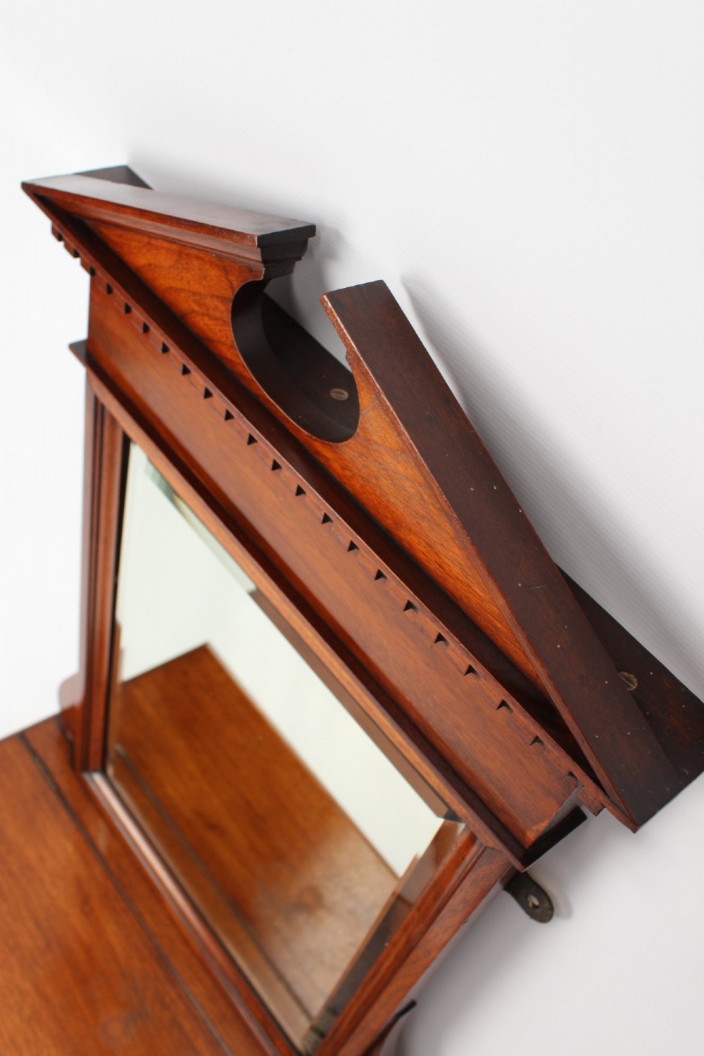Edwardian Walnut Valet Mirror with Glove Box View XII