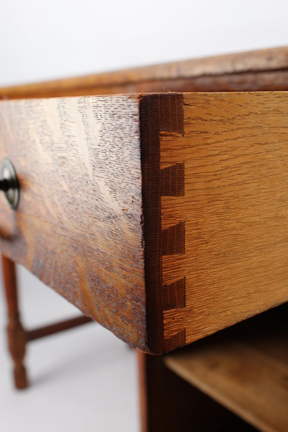 Slim Edwardian Oak Desk View V