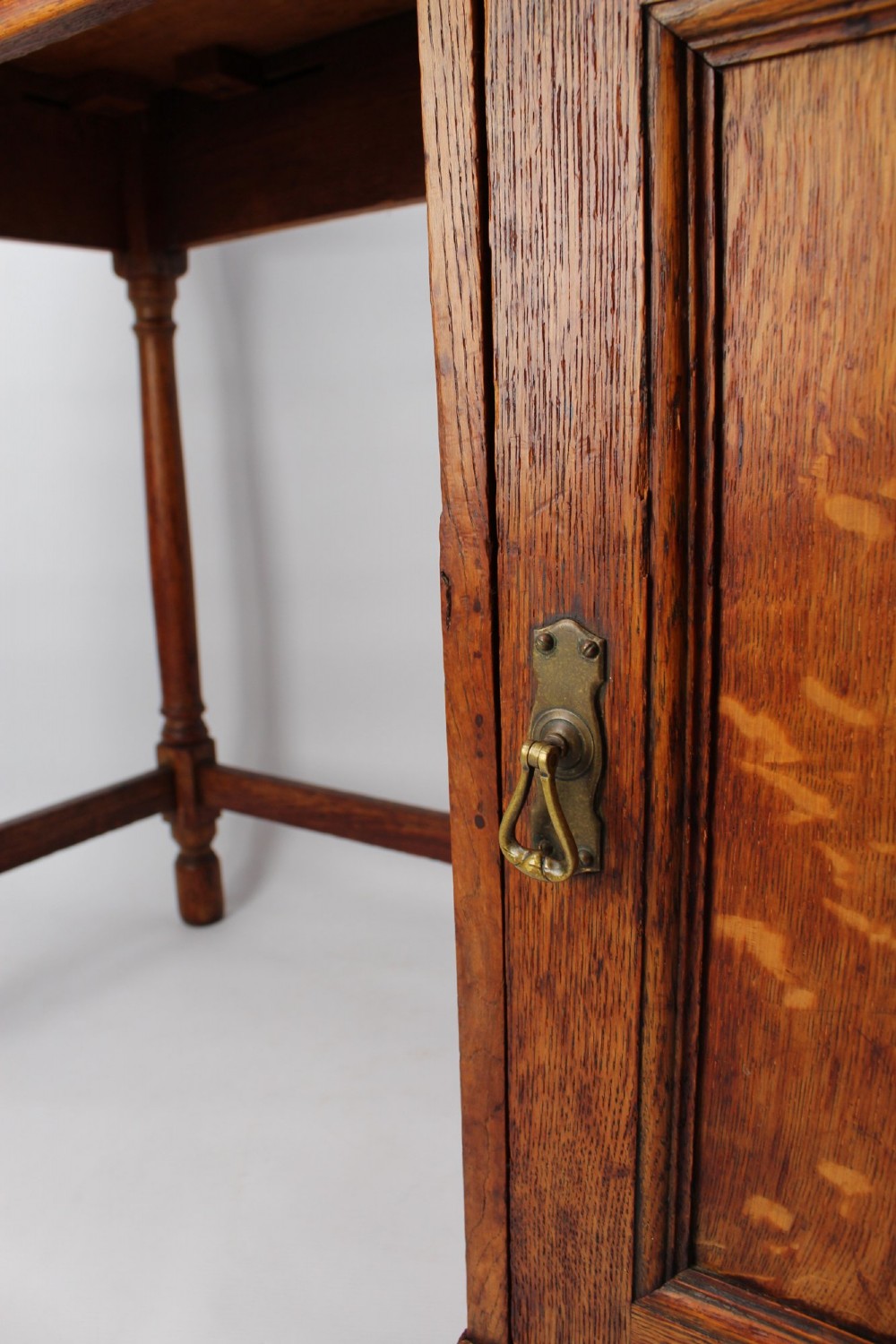 Slim Edwardian Oak Desk View VII