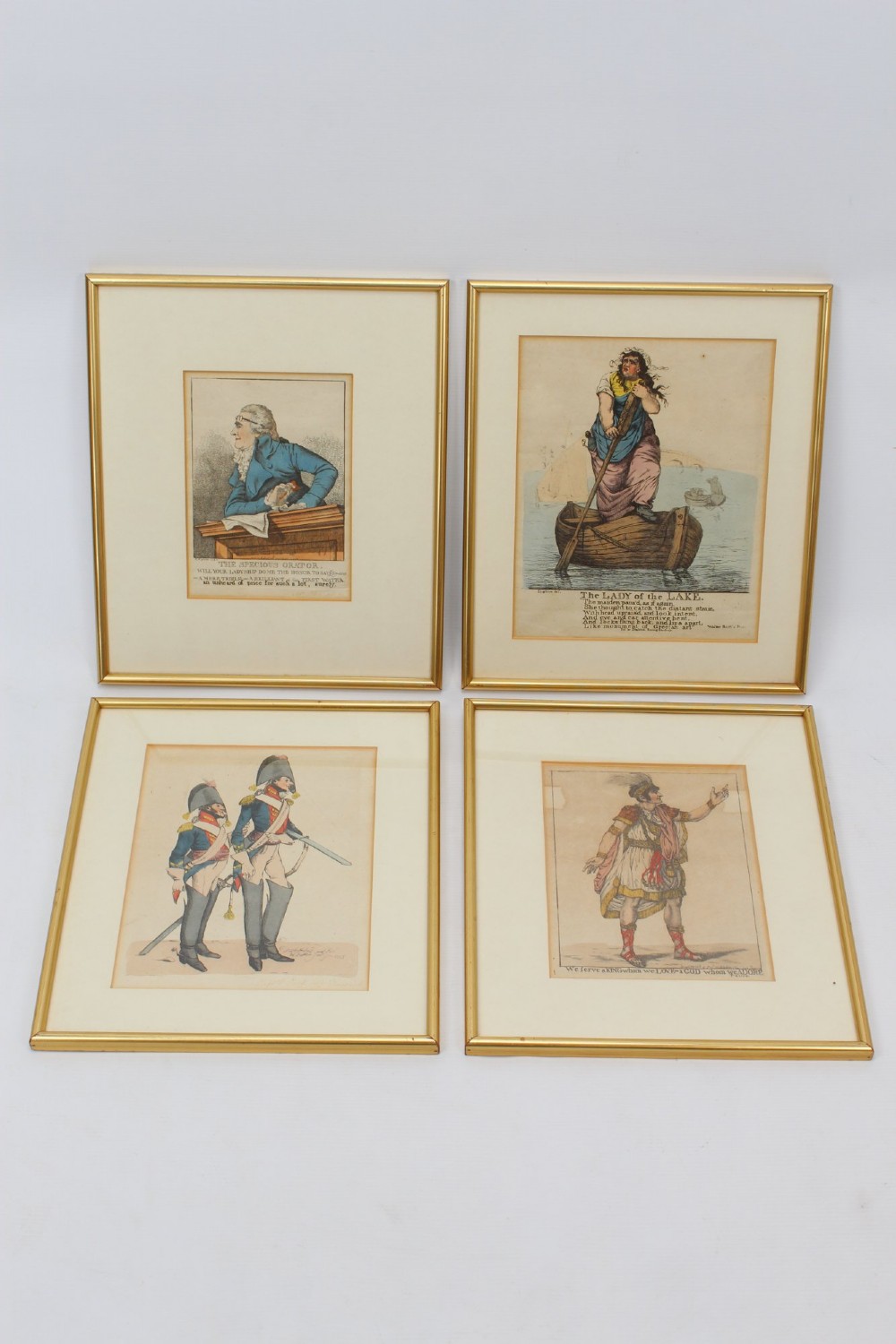 Set 4 Antique Georgian Etchings by Robert Dighton Prints