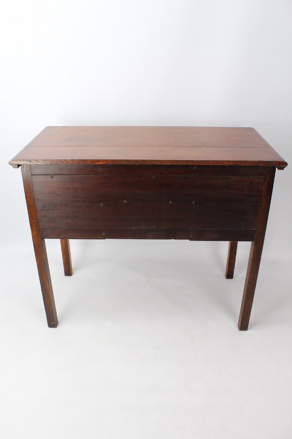 Small Victorian Arts & Crafts Carved Oak Desk View IV