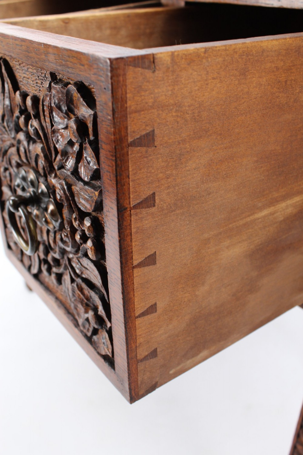 Small Victorian Arts & Crafts Carved Oak Desk View VI