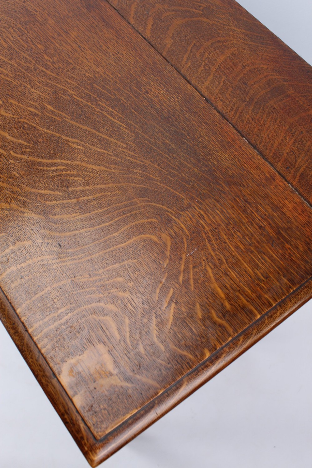 Small Victorian Arts & Crafts Carved Oak Desk View VIII