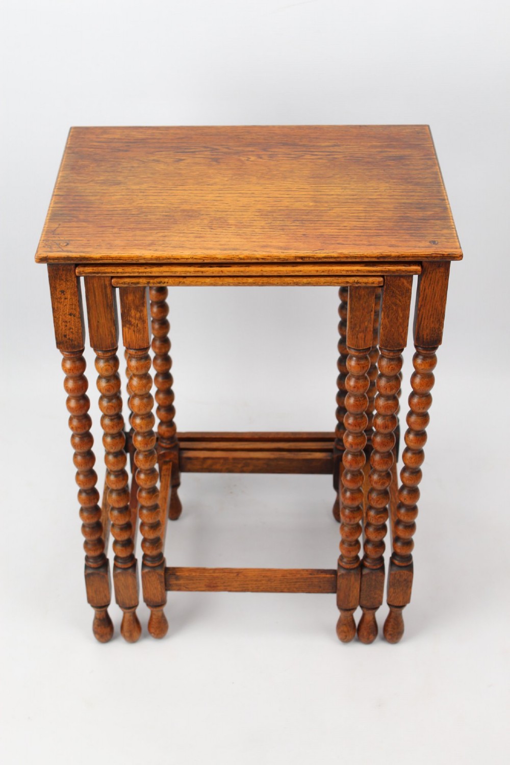 Nest of 3 Oak Bobbin Turned Tables View III