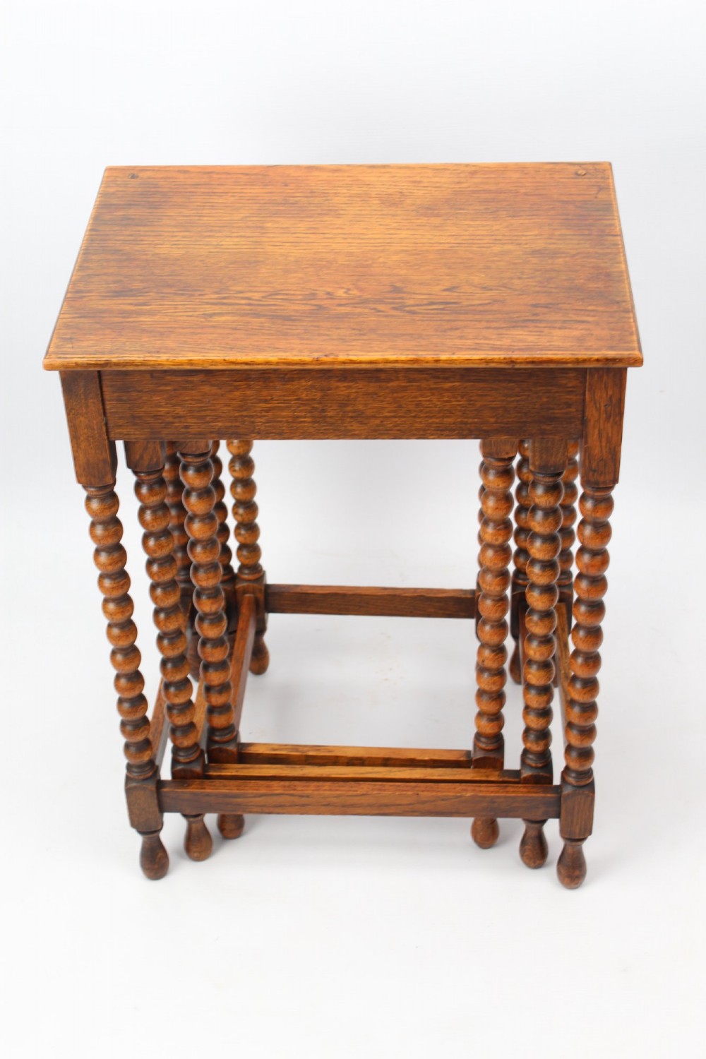 Nest of 3 Oak Bobbin Turned Tables View V