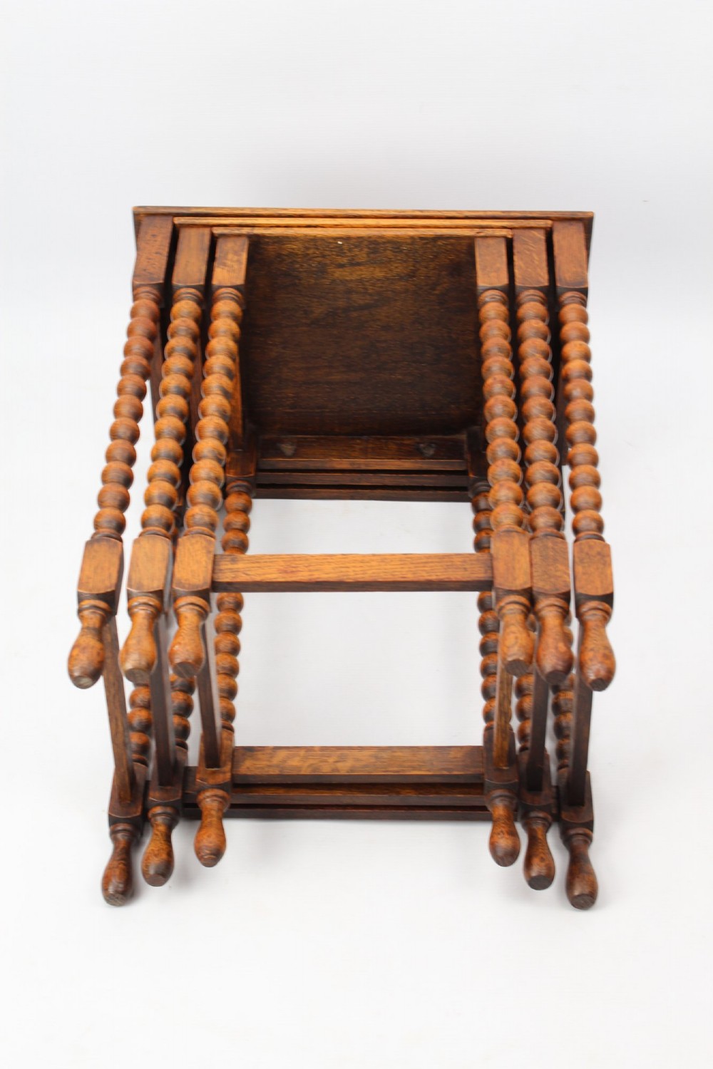 Nest of 3 Oak Bobbin Turned Tables View VII