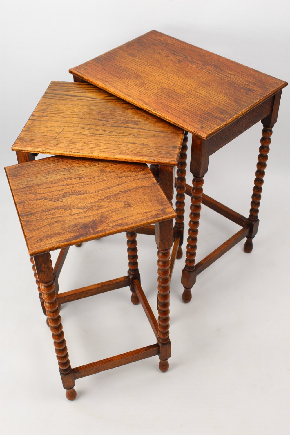Nest of 3 Oak Bobbin Turned Tables View XII