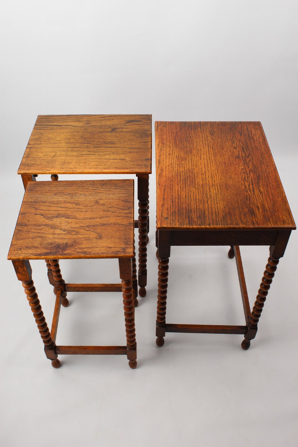 Nest of 3 Oak Bobbin Turned Tables View XIII