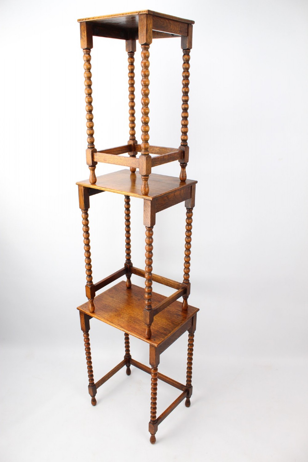 Nest of 3 Oak Bobbin Turned Tables View XIV