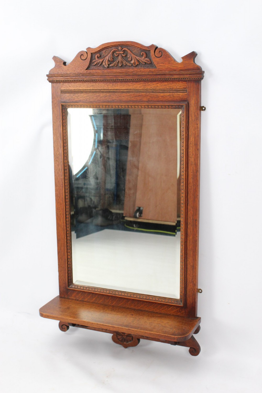 Edwardian Oak Valet Hall Mirror View III