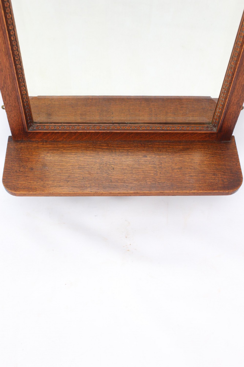 Edwardian Oak Valet Hall Mirror View V