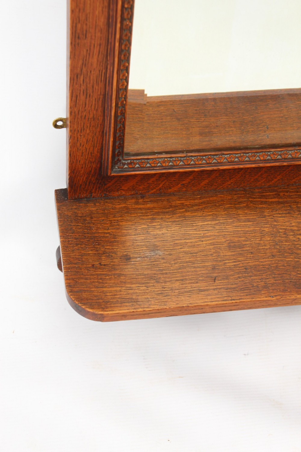 Edwardian Oak Valet Hall Mirror View VI
