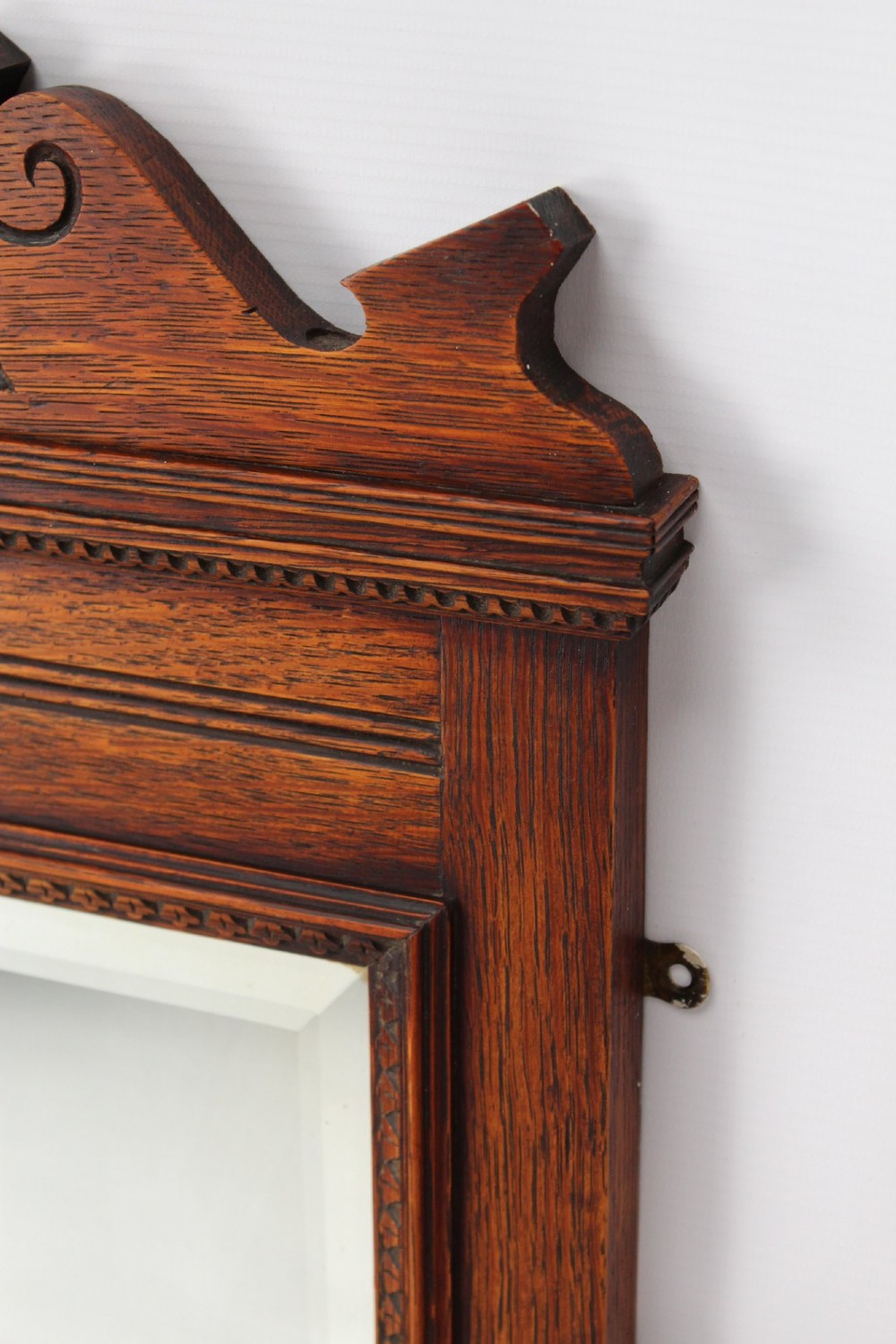 Edwardian Oak Valet Hall Mirror View VII