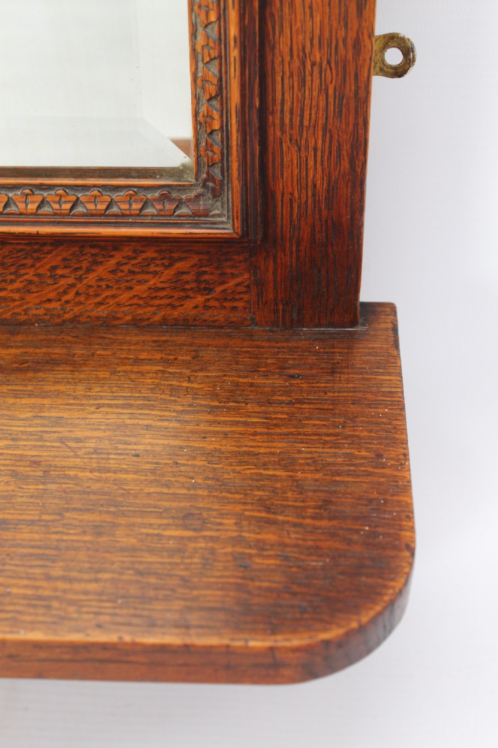 Edwardian Oak Valet Hall Mirror View XI