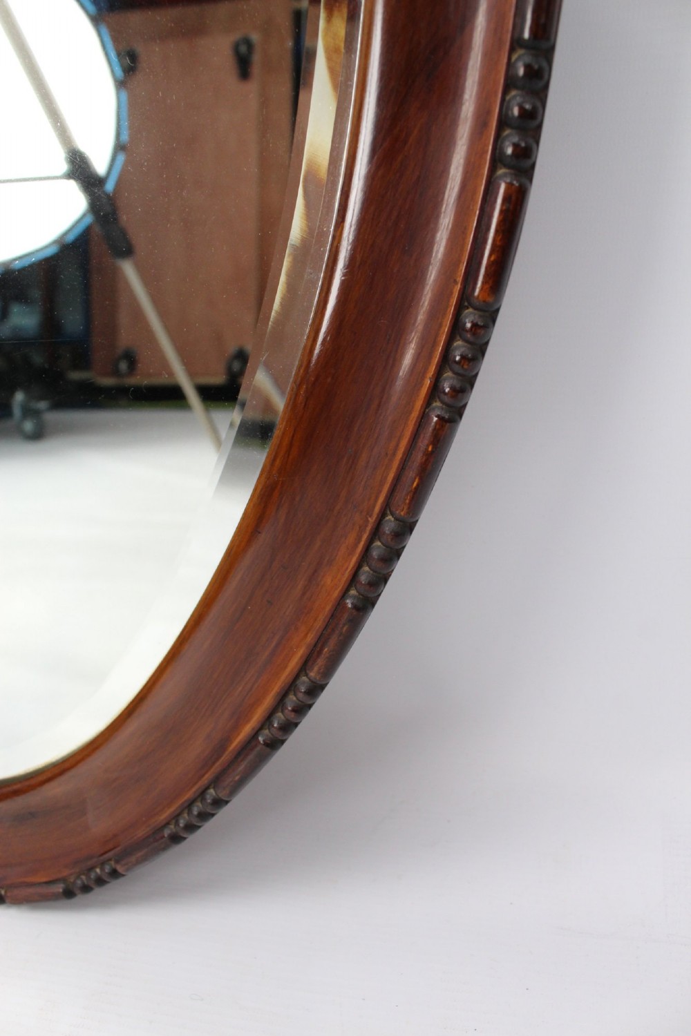 Edwardian Walnut Framed Oval Mirror View VIII