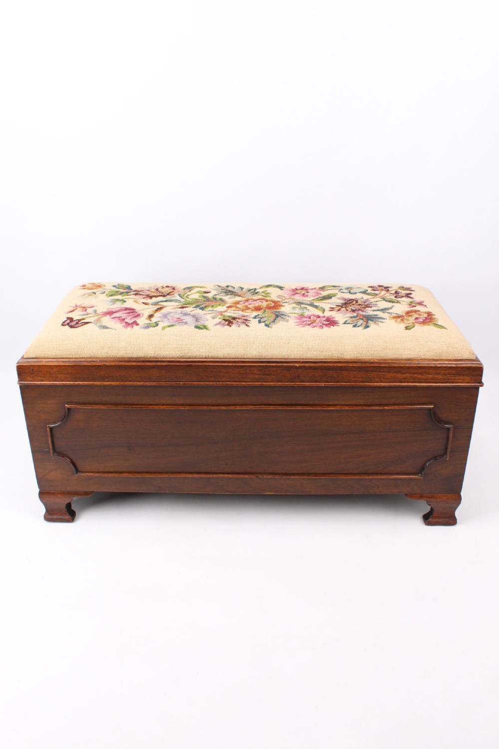 Mahogany Ottoman with Needlework Seat