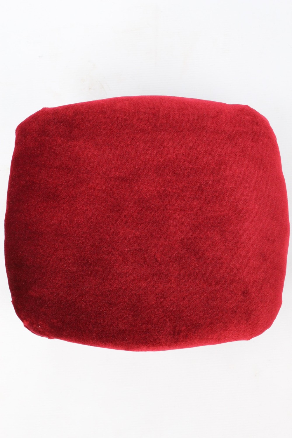 A pair of small Victorian footstools featuring crimson red velvet upholstery and carved walnut cabriole feet. View XIII