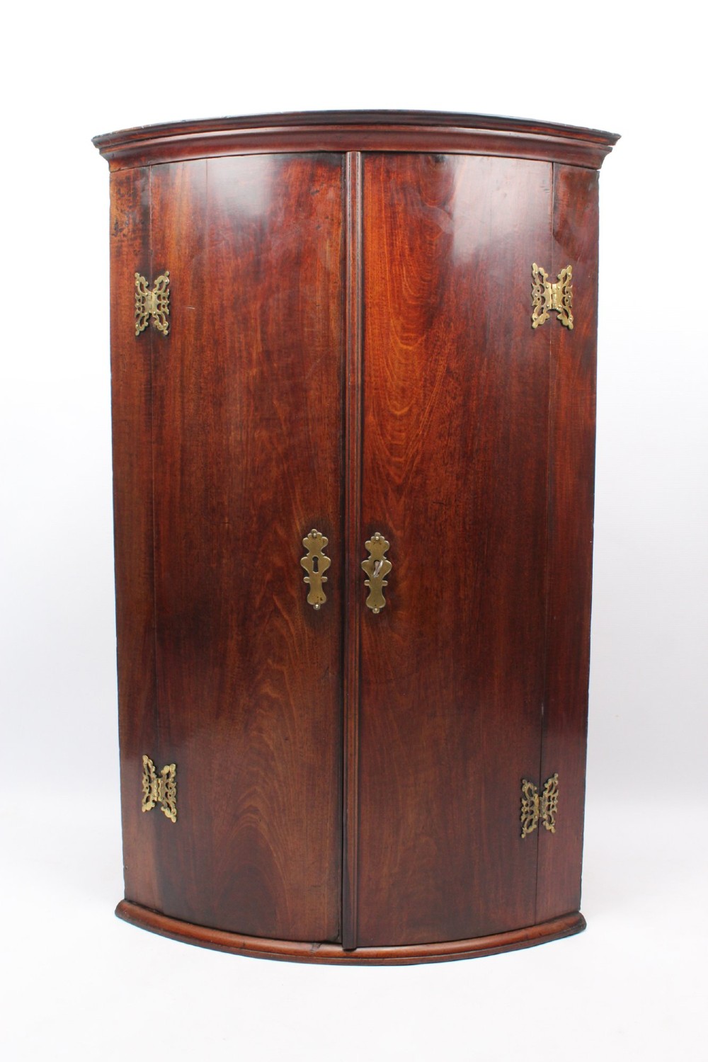 Georgian Mahogany Bow Front Corner Cupboard