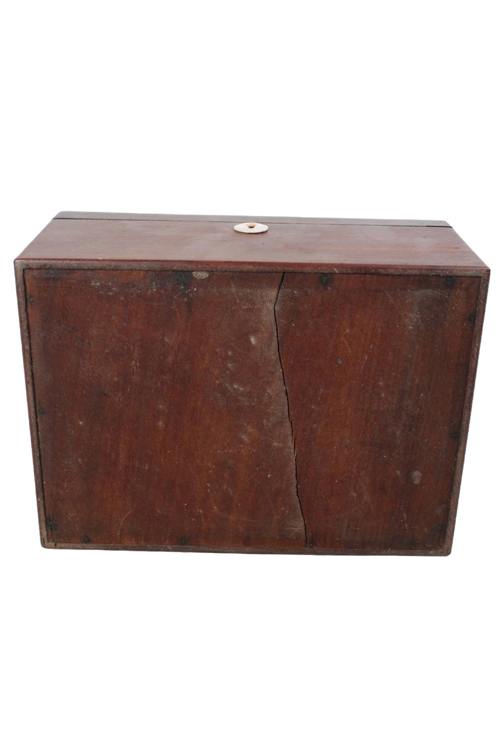A Victorian mahogany letter box featuring two top slots labeled Answerd and Unanswerd with brass plaques and a circular keyhole escutcheon on the front. View XIII