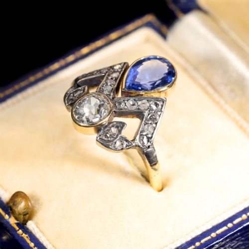 THE ANTIQUE SAPPHIRE AND OLD CUT DIAMOND TIARA RING - ADDITIONAL PHOTO 5
