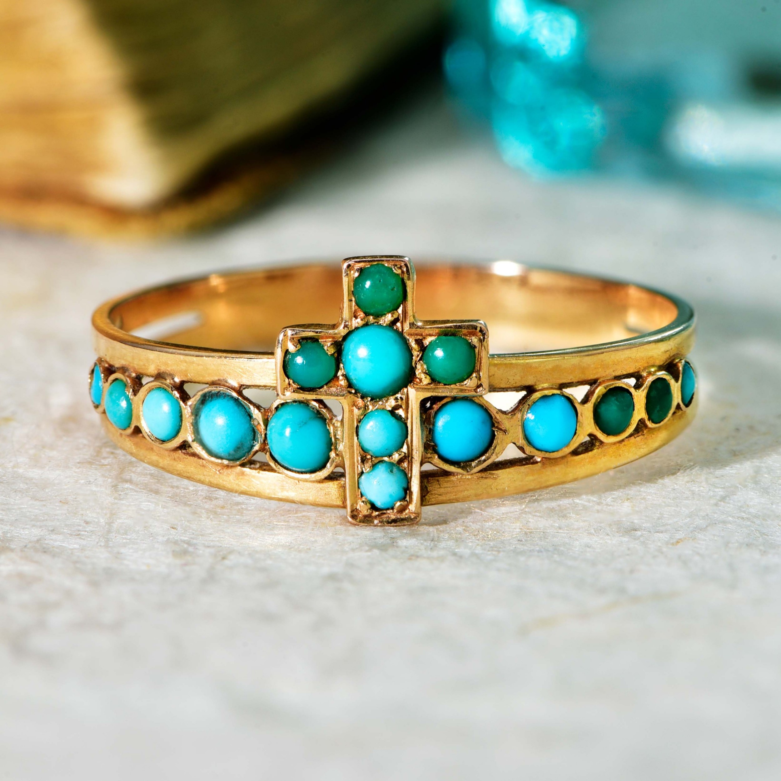 Turquoise cross ring discount