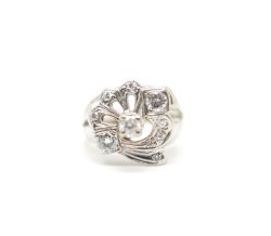 DIAMOND FLOWER RING 14CT GOLD