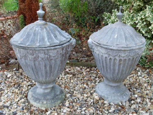 A Pair of Regency Style Lead Urns