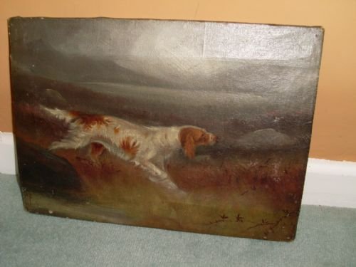 fig 1. A pair of 19thC oil paintings of dogs
