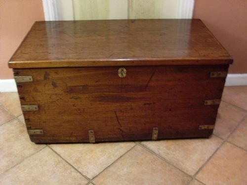 A 19thc Mahogany Colonial Military Trunk