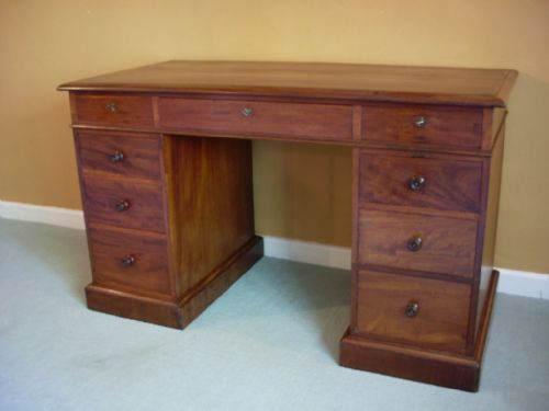 A Good Mid Victorian Pedestal Desk