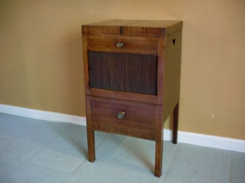A Georgian Tambour Fronted Bedside Stand