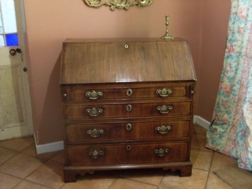 An 18thc Walnut Bureau with Secret Drawers.