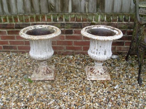 A Pair of Victorian Cast Iron Urns