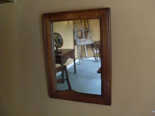 A Late 19thc Simple Oak Wall Mirror
