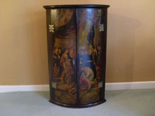 An 18thc Painted Bow Front Corner Cupboard